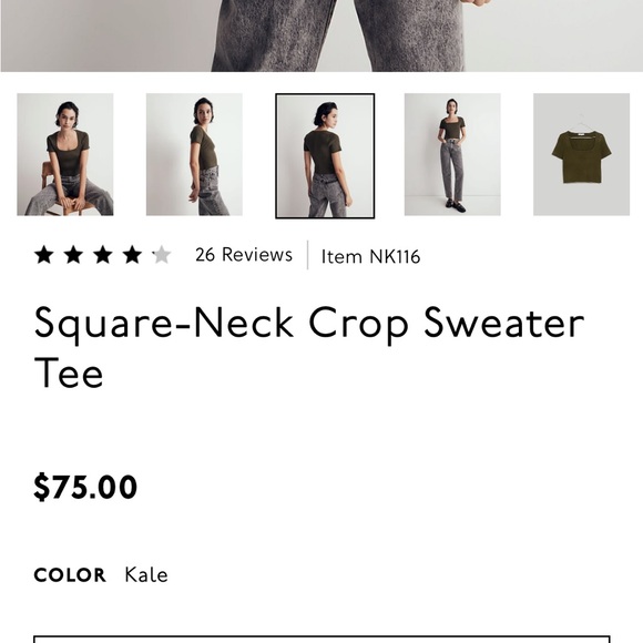 NWT Madewell Square neck sweater crop tee - Picture 9 of 9